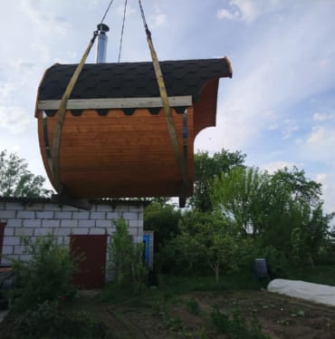 Купить баню бочку № 497 в Истре по цене от 380074 руб. цена в Истре от 380 074 руб.